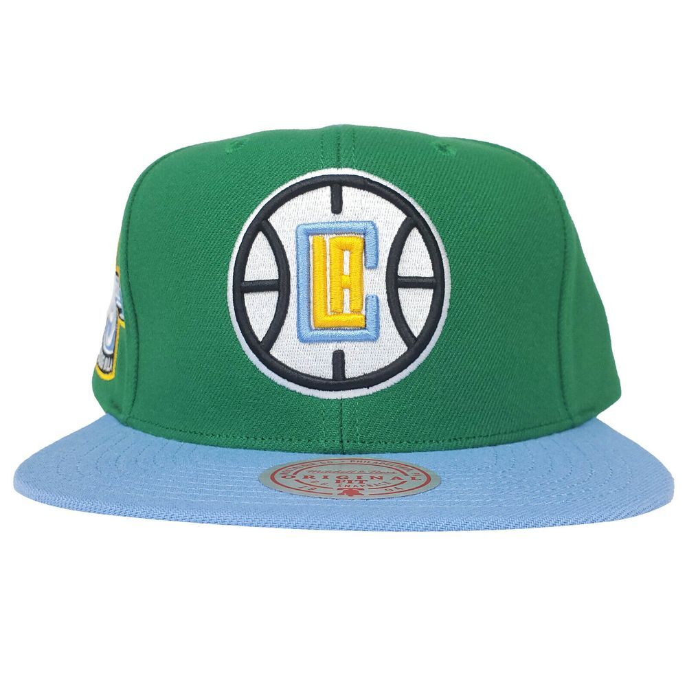 LA Clippers Mitchell & Ness NBA Snapback Hat Cap 3D Logo Green Blue NWT
